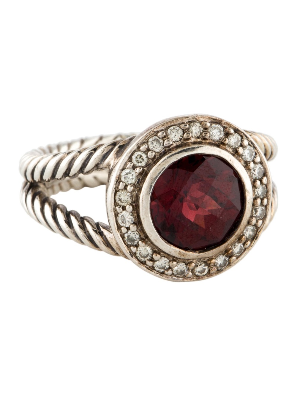David Yurman Sterling Garnet Diamond Cerise Ring